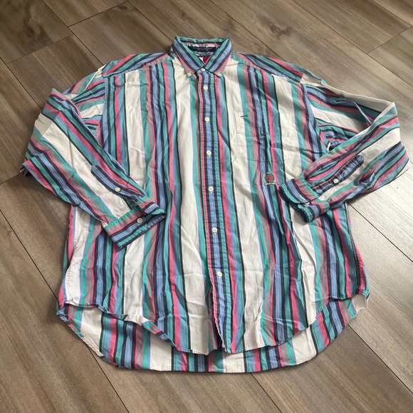 Tommy Hilfiger Other - Vintage Tommy Hilfiger Mens Medium Striped Button Down Shirt Crest Bin F-16